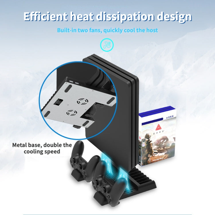 For PS4/PS4 Pro/PS4 Slim Host iplay Dual-seat Charging Multi-function Cooling Base Storage Bracket(Black) - Holder by iplay | Online Shopping UK | buy2fix