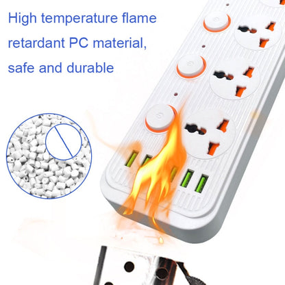 A05 2m 3000W 4 Plugs + 6-USB Ports Multifunctional Flame-Retardant Socket With Switch(US Plug) - Extension Socket by buy2fix | Online Shopping UK | buy2fix