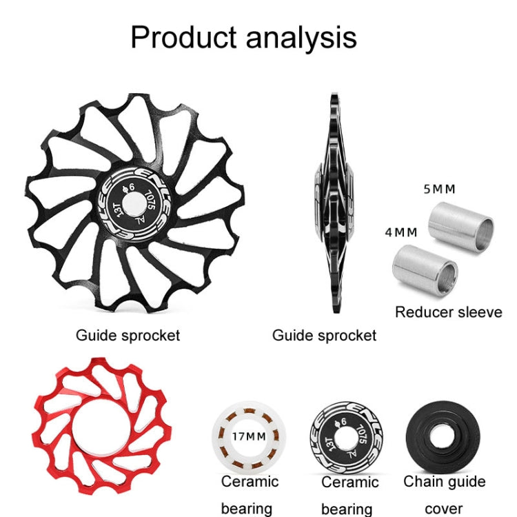 ENLEE Mountain Bicycle Rear Derailleur Guide Wheel Ceramic Bearing Tension Pulley, Size: 11T(Blue) - Guide wheels by ENLEE | Online Shopping UK | buy2fix