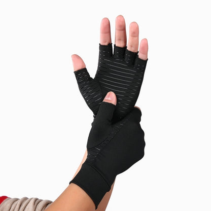 Black Fiber A Pair Sports Breathable Health Care Half Finger Gloves Rehabilitation Training Arthritis Pressure Gloves, Size:M - Safety Gloves by buy2fix | Online Shopping UK | buy2fix