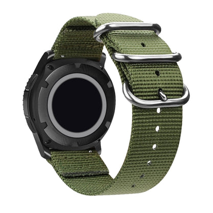 Washable Nylon Canvas Watchband, Band Width:20mm(Army Green with Silver Ring Buckle) - Watch Accessories & Parts by buy2fix | Online Shopping UK | buy2fix