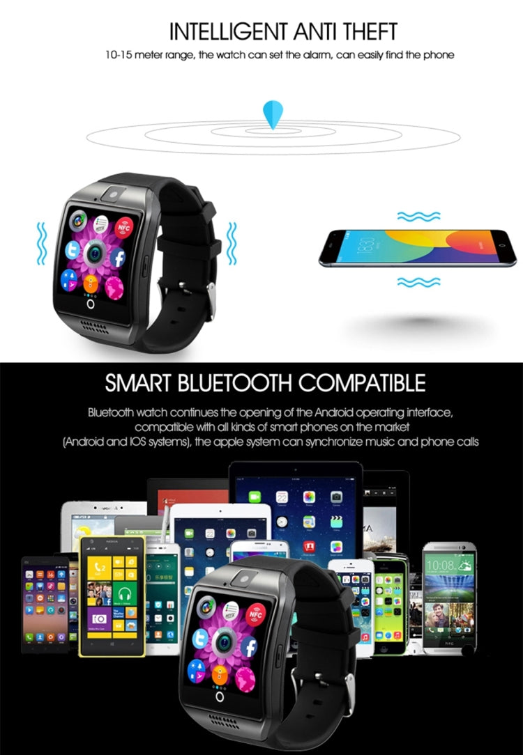 Q18 1.54 inch TFT Screen MTK6260A 360MHz Bluetooth 3.0 Smart Watch Phone, 128M + 64M Memory(Black) - Smart Watches by buy2fix | Online Shopping UK | buy2fix