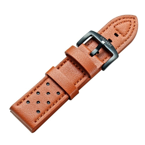 CAGARNY Simple Fashion Watches Band Green Buckle Leather Watch Band, Width: 24mm(Brown) - Watch Accessories & Parts by CAGARNY | Online Shopping UK | buy2fix