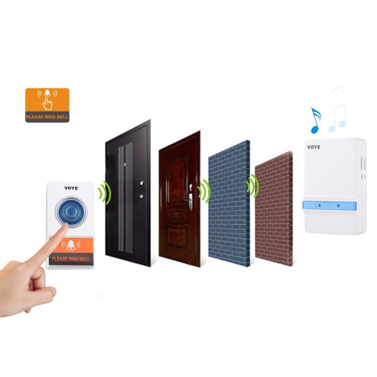 VOYE V012A Home Music Remote Control Wireless Doorbell with 38 Polyphony Sounds (White) - Wireless Doorbell by VOYE | Online Shopping UK | buy2fix