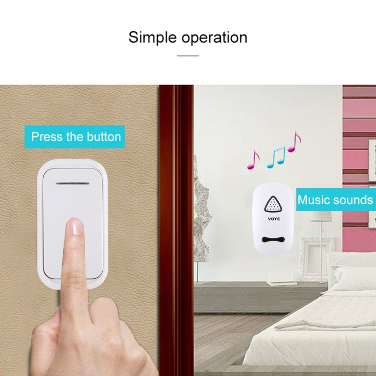 VOYE V025F Home Music Remote Control Wireless Doorbell with 38 Polyphony Sounds, US Plug(White) - Wireless Doorbell by VOYE | Online Shopping UK | buy2fix