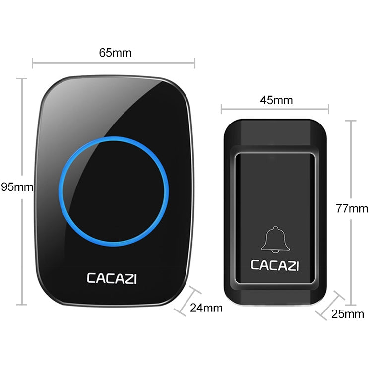 CACAZI A10G One Button Three Receivers Self-Powered Wireless Home Cordless Bell, US Plug(Black) - Wireless Doorbell by CACAZI | Online Shopping UK | buy2fix