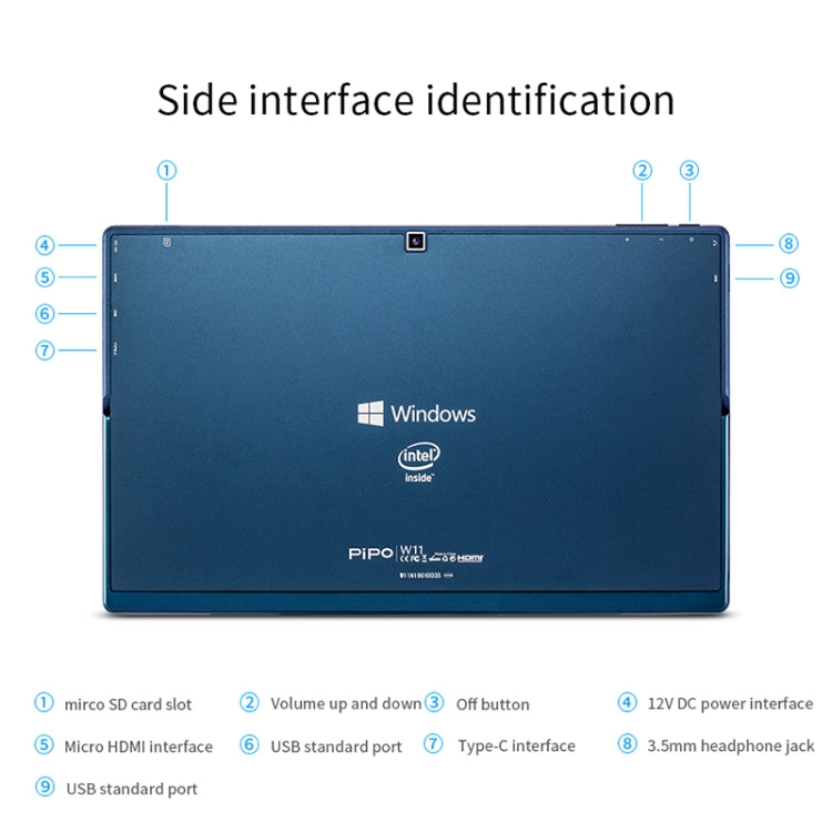 PiPO W11 2 in 1 Tablet PC, 11.6 inch, 8GB+128GB+512GB SSD, Windows 10, Intel Gemini Lake N4120 Quad Core Up to 2.6GHz, with Stylus Pen Not Included Keyboard, Support Dual Band WiFi & Bluetooth & Micro SD Card - PiPO by PiPo | Online Shopping UK | buy2fix