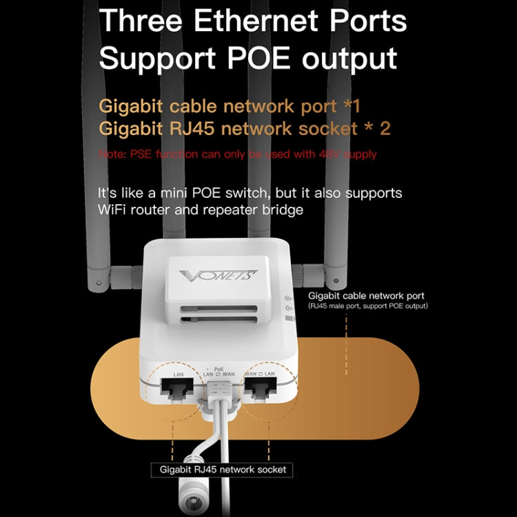 VONETS VAR600-H 600Mbps Wireless Bridge WiFi Repeater, With Power Adapter + 4 Antennas + DC Adapter Set - Wireless Routers by VONETS | Online Shopping UK | buy2fix